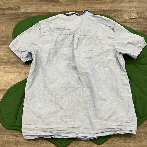 H&M Youth Boy 12 14 Blue Short Sleeve Button Front Cotton Shirt - Picture 2 of 4